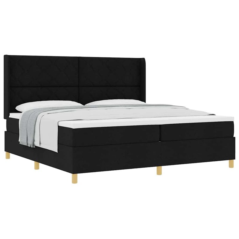 Casa si Gradina - Mobilier - Paturi si accesorii - Paturi - Pat cu saltea cu arcuri cu saltea Negru 200 x 200 cm tesatura - Infinity.ro