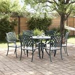 Casa si Gradina - Gradina si terasa - Mobilier exterior - Scaune si sezlonguri gradina - Set de masa pentru gradina 7 pcs Verde 90 x 90 x 75 cm - Infinity.ro