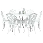 Casa si Gradina - Gradina si terasa - Mobilier exterior - Scaune si sezlonguri gradina - Set de masa pentru gradina 7 pcs Alb 90 x 90 x 75 cm - Infinity.ro