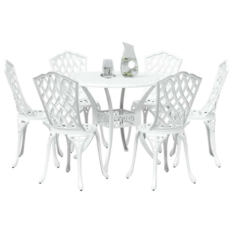 Casa si Gradina - Gradina si terasa - Mobilier exterior - Scaune si sezlonguri gradina - Set de masa pentru gradina 7 pcs Alb 90 x 90 x 75 cm - Infinity.ro