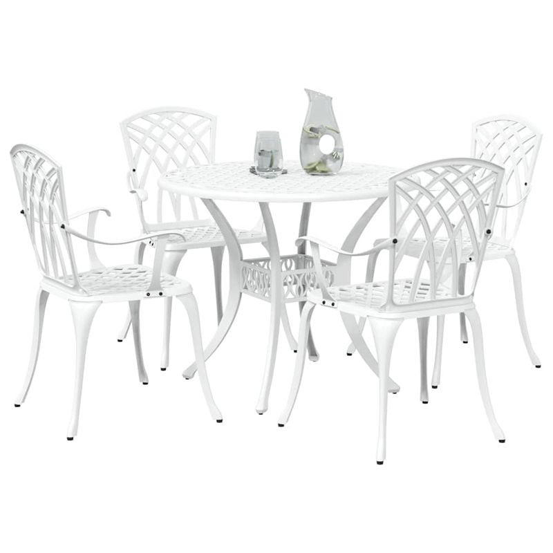 Casa si Gradina - Gradina si terasa - Mobilier exterior - Scaune si sezlonguri gradina - Set de masa pentru gradina 5 pcs Alb 90 x 90 x 75 cm - Infinity.ro