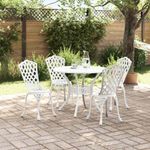 Casa si Gradina - Gradina si terasa - Mobilier exterior - Scaune si sezlonguri gradina - Set de masa pentru gradina 5 pcs Alb 90 x 90 x 75 cm - Infinity.ro