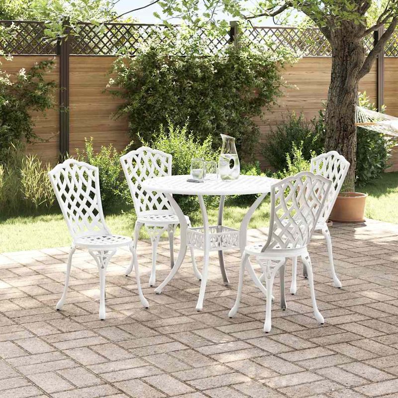Casa si Gradina - Gradina si terasa - Mobilier exterior - Scaune si sezlonguri gradina - Set de masa pentru gradina 5 pcs Alb 90 x 90 x 75 cm - Infinity.ro