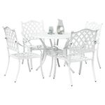 Casa si Gradina - Gradina si terasa - Mobilier exterior - Scaune si sezlonguri gradina - Set de masa pentru gradina 5 pcs Alb 90 x 90 x 75 cm - Infinity.ro