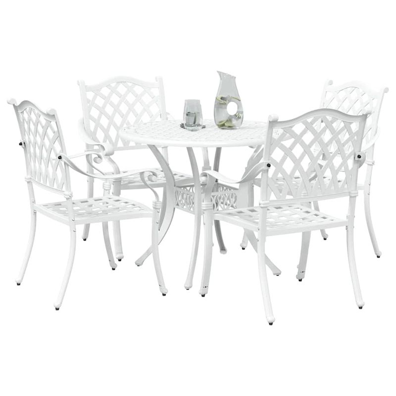 Casa si Gradina - Gradina si terasa - Mobilier exterior - Scaune si sezlonguri gradina - Set de masa pentru gradina 5 pcs Alb 90 x 90 x 75 cm - Infinity.ro