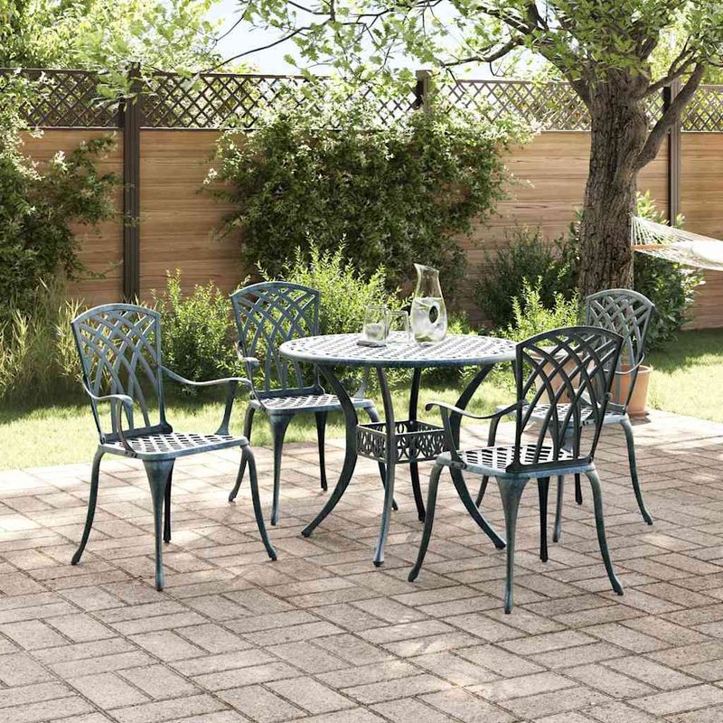 Casa si Gradina - Gradina si terasa - Mobilier exterior - Scaune si sezlonguri gradina - Set de masa pentru gradina 5 pcs Verde 90 x 90 x 75 cm - Infinity.ro