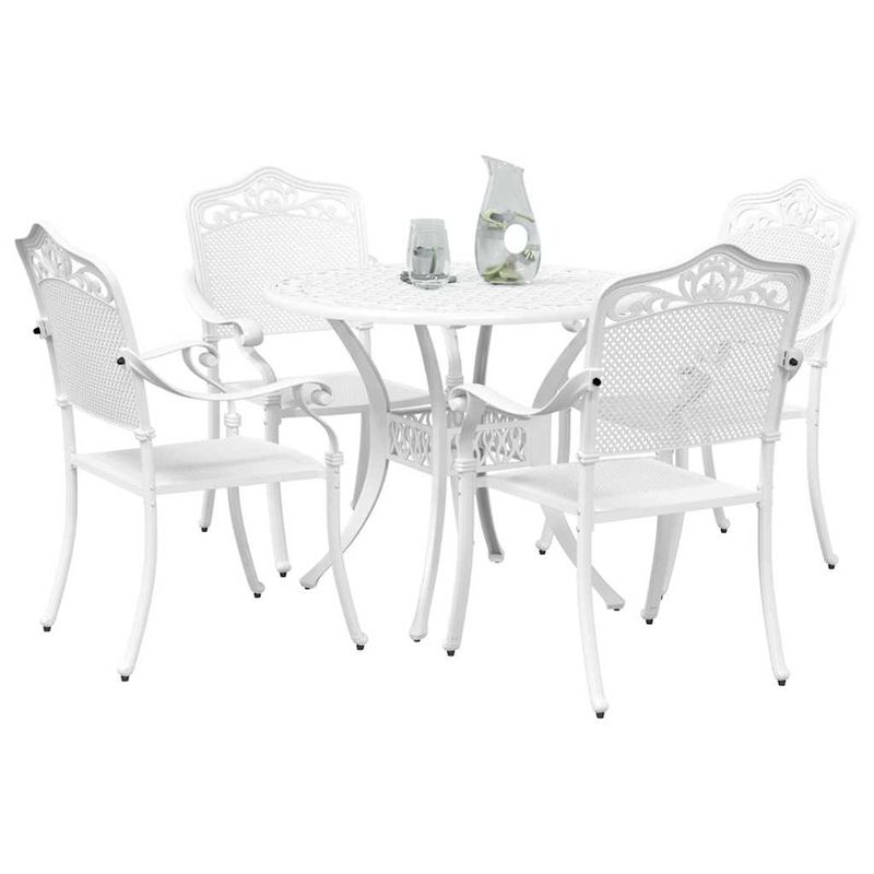 Casa si Gradina - Gradina si terasa - Mobilier exterior - Scaune si sezlonguri gradina - Set de masa pentru gradina 5 pcs Alb 90 x 90 x 75 cm - Infinity.ro