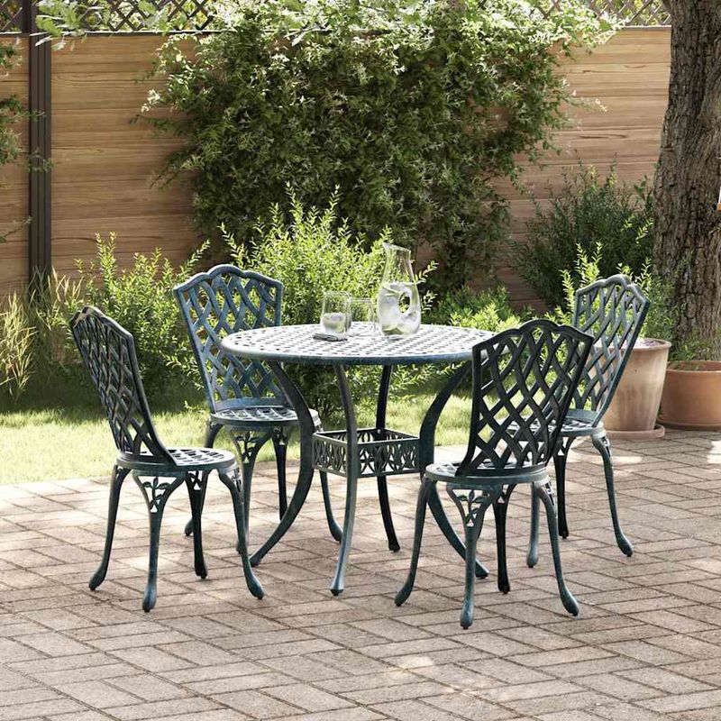 Casa si Gradina - Gradina si terasa - Mobilier exterior - Scaune si sezlonguri gradina - Set de masa pentru gradina 5 pcs Verde 90 x 90 x 75 cm - Infinity.ro