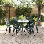 Casa si Gradina - Gradina si terasa - Mobilier exterior - Scaune si sezlonguri gradina - Set de masa pentru gradina 7 pcs Verde 90 x 90 x 75 cm - Infinity.ro