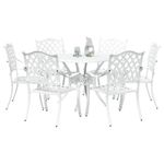 Casa si Gradina - Gradina si terasa - Mobilier exterior - Scaune si sezlonguri gradina - Set de masa pentru gradina 7 pcs Alb 90 x 90 x 75 cm - Infinity.ro