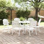 Casa si Gradina - Gradina si terasa - Mobilier exterior - Scaune si sezlonguri gradina - Set de masa pentru gradina 7 pcs Alb 90 x 90 x 75 cm - Infinity.ro