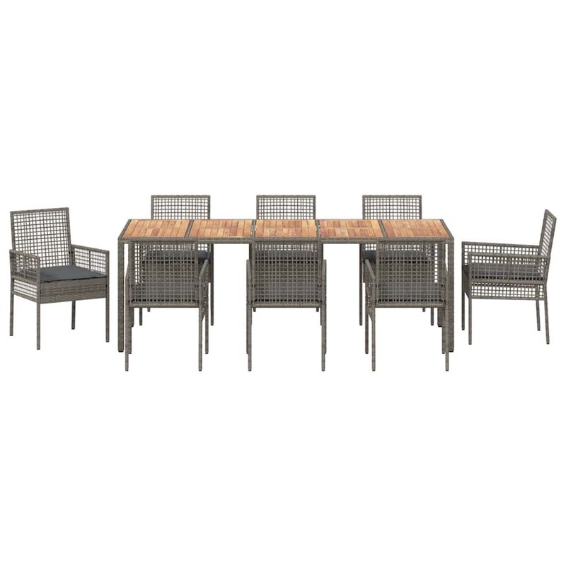 Casa si Gradina - Gradina si terasa - Mobilier exterior - Scaune si sezlonguri gradina - Set de masa pentru gradina 9 pcs Gri Rattan poli - Infinity.ro