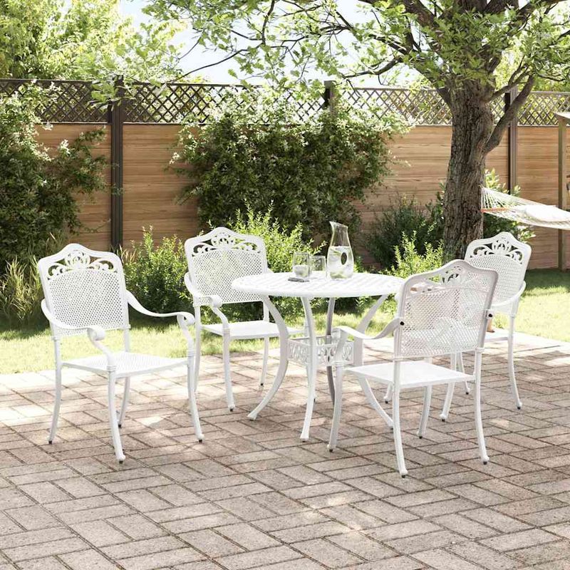 Casa si Gradina - Gradina si terasa - Mobilier exterior - Scaune si sezlonguri gradina - Set de masa pentru gradina 5 pcs Alb 90 x 90 x 75 cm - Infinity.ro