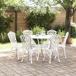Casa si Gradina - Gradina si terasa - Mobilier exterior - Scaune si sezlonguri gradina - Set de masa pentru gradina 7 pcs Alb 90 x 90 x 75 cm - Infinity.ro