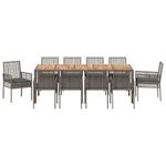Casa si Gradina - Gradina si terasa - Mobilier exterior - Scaune si sezlonguri gradina - Set de masa pentru gradina 11 pcs Gri Rattan poli - Infinity.ro
