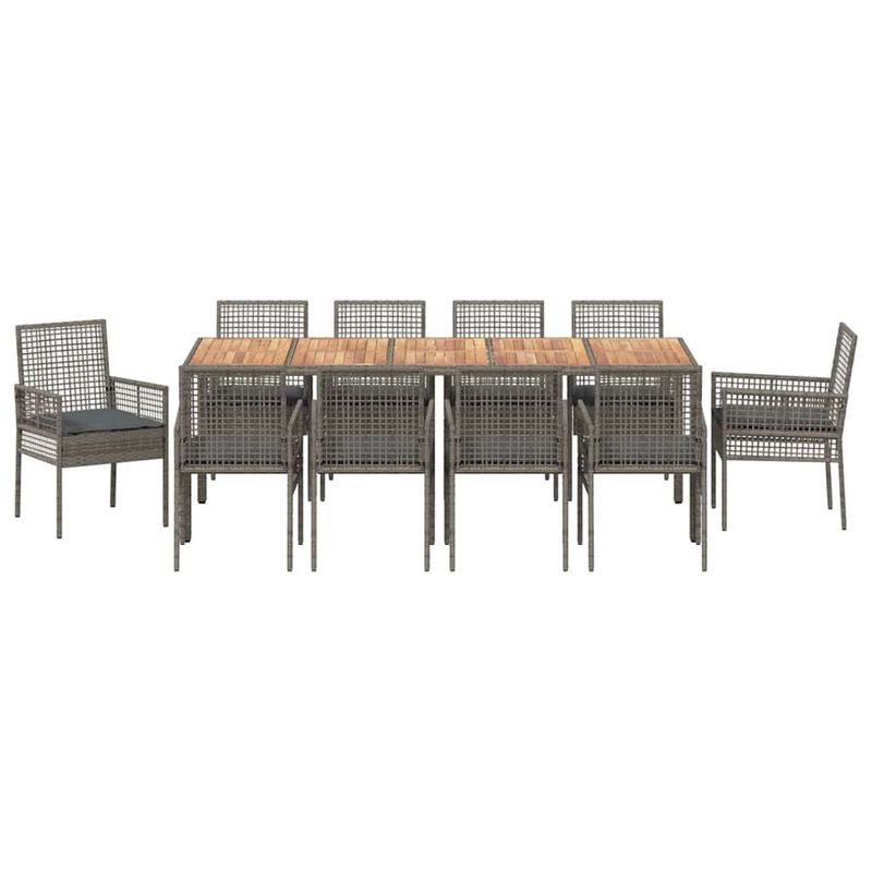 Casa si Gradina - Gradina si terasa - Mobilier exterior - Scaune si sezlonguri gradina - Set de masa pentru gradina 11 pcs Gri Rattan poli - Infinity.ro
