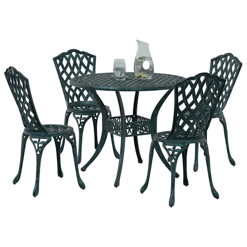 Casa si Gradina - Gradina si terasa - Mobilier exterior - Scaune si sezlonguri gradina - Set de masa pentru gradina 5 pcs Verde 90 x 90 x 75 cm - Infinity.ro