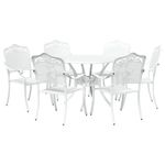 Casa si Gradina - Gradina si terasa - Mobilier exterior - Scaune si sezlonguri gradina - Set de masa pentru gradina 7 pcs Alb 90 x 90 x 75 cm - Infinity.ro