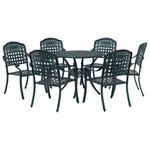 Casa si Gradina - Gradina si terasa - Mobilier exterior - Scaune si sezlonguri gradina - Set de masa pentru gradina 7 pcs Verde 90 x 90 x 75 cm - Infinity.ro