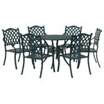 Casa si Gradina - Gradina si terasa - Mobilier exterior - Scaune si sezlonguri gradina - Set de masa pentru gradina 7 pcs Verde 90 x 90 x 75 cm - Infinity.ro