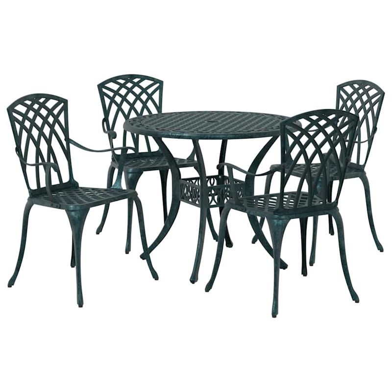Casa si Gradina - Gradina si terasa - Mobilier exterior - Scaune si sezlonguri gradina - Set de masa pentru gradina 5 pcs Verde 90 x 90 x 75 cm - Infinity.ro