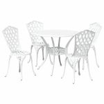 Casa si Gradina - Gradina si terasa - Mobilier exterior - Scaune si sezlonguri gradina - Set de masa pentru gradina 5 pcs Alb 90 x 90 x 75 cm - Infinity.ro