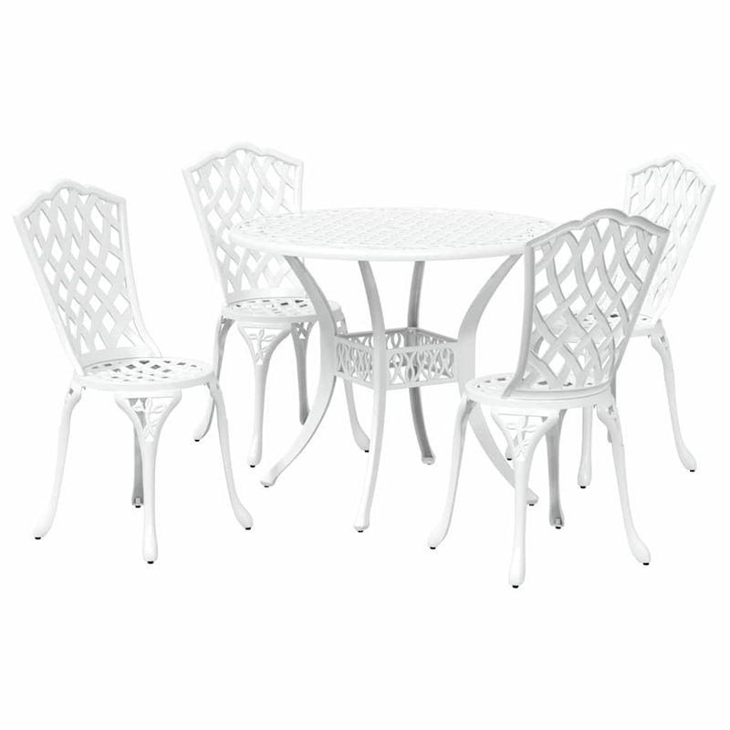 Casa si Gradina - Gradina si terasa - Mobilier exterior - Scaune si sezlonguri gradina - Set de masa pentru gradina 5 pcs Alb 90 x 90 x 75 cm - Infinity.ro