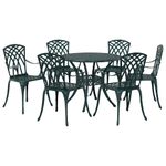 Casa si Gradina - Gradina si terasa - Mobilier exterior - Scaune si sezlonguri gradina - Set de masa pentru gradina 7 pcs Verde 90 x 90 x 75 cm - Infinity.ro