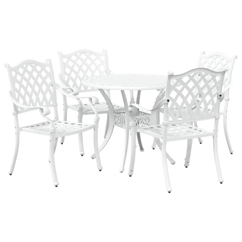 Casa si Gradina - Gradina si terasa - Mobilier exterior - Scaune si sezlonguri gradina - Set de masa pentru gradina 5 pcs Alb 90 x 90 x 75 cm - Infinity.ro