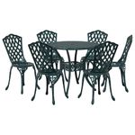 Casa si Gradina - Gradina si terasa - Mobilier exterior - Scaune si sezlonguri gradina - Set de masa pentru gradina 7 pcs Verde 90 x 90 x 75 cm - Infinity.ro