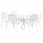 Casa si Gradina - Gradina si terasa - Mobilier exterior - Scaune si sezlonguri gradina - Set de masa pentru gradina 7 pcs Alb 90 x 90 x 75 cm - Infinity.ro