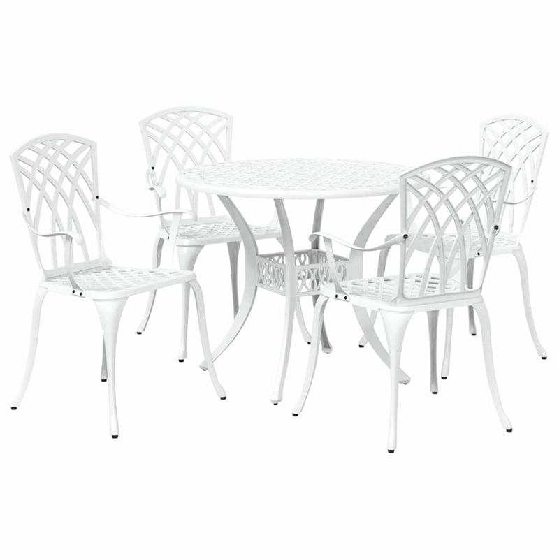 Casa si Gradina - Gradina si terasa - Mobilier exterior - Scaune si sezlonguri gradina - Set de masa pentru gradina 5 pcs Alb 90 x 90 x 75 cm - Infinity.ro