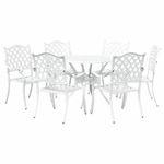 Casa si Gradina - Gradina si terasa - Mobilier exterior - Scaune si sezlonguri gradina - Set de masa pentru gradina 7 pcs Alb 90 x 90 x 75 cm - Infinity.ro