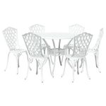 Casa si Gradina - Gradina si terasa - Mobilier exterior - Scaune si sezlonguri gradina - Set de masa pentru gradina 7 pcs Alb 90 x 90 x 75 cm - Infinity.ro