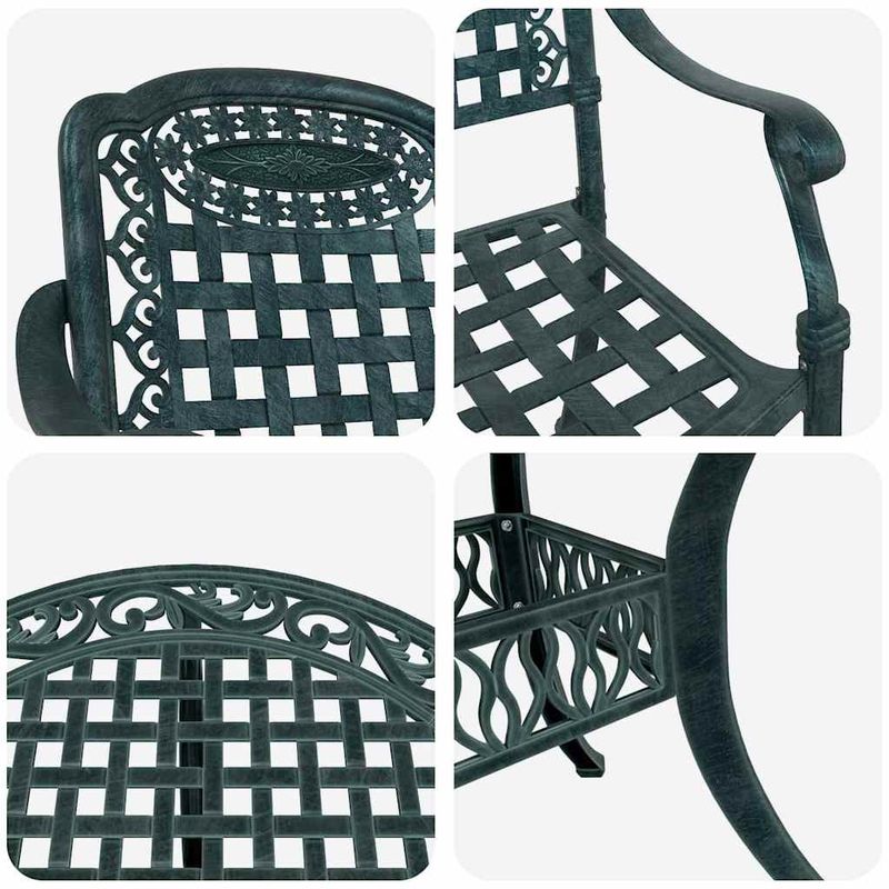 Casa si Gradina - Gradina si terasa - Mobilier exterior - Scaune si sezlonguri gradina - Set de masa pentru gradina 7 pcs Verde 90 x 90 x 75 cm - Infinity.ro