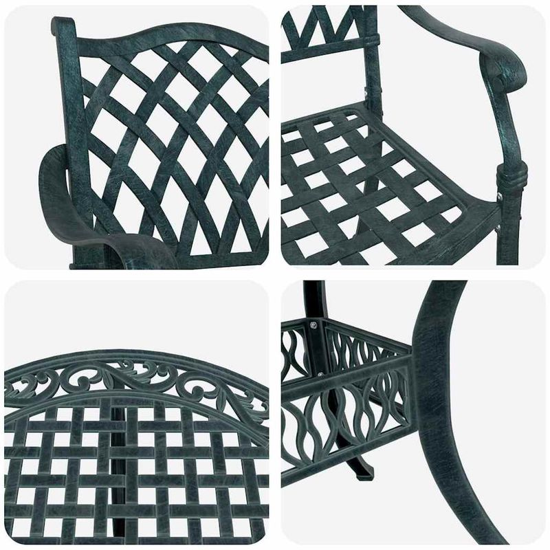 Casa si Gradina - Gradina si terasa - Mobilier exterior - Scaune si sezlonguri gradina - Set de masa pentru gradina 7 pcs Verde 90 x 90 x 75 cm - Infinity.ro