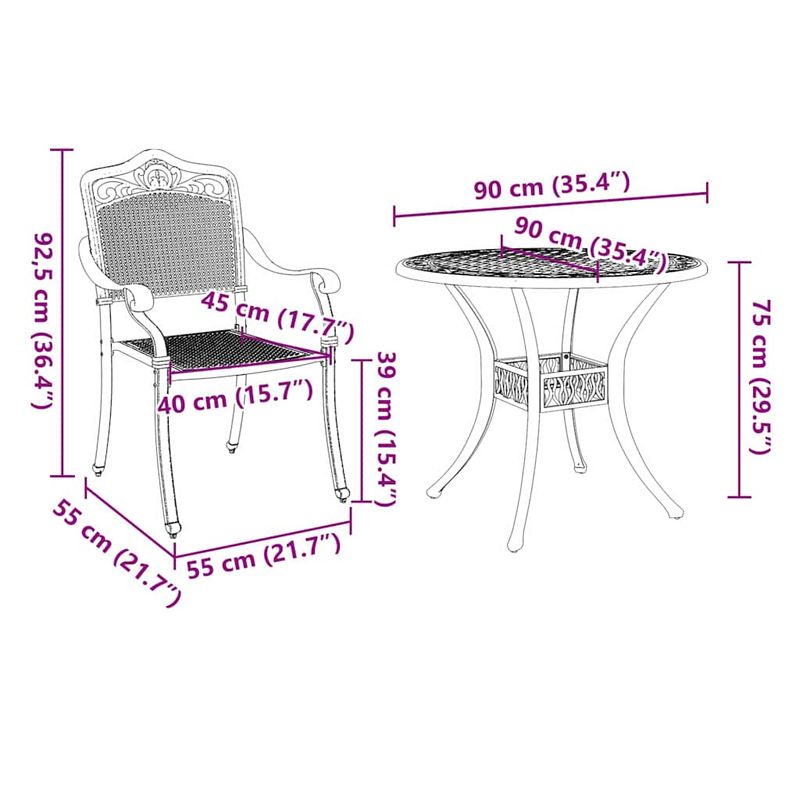 Casa si Gradina - Gradina si terasa - Mobilier exterior - Scaune si sezlonguri gradina - Set de masa pentru gradina 5 pcs Alb 90 x 90 x 75 cm - Infinity.ro