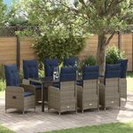 Casa si Gradina - Gradina si terasa - Mobilier exterior - Mese gradina - Set de masa pentru gradina 9 pcs Gri poliratan - Infinity.ro