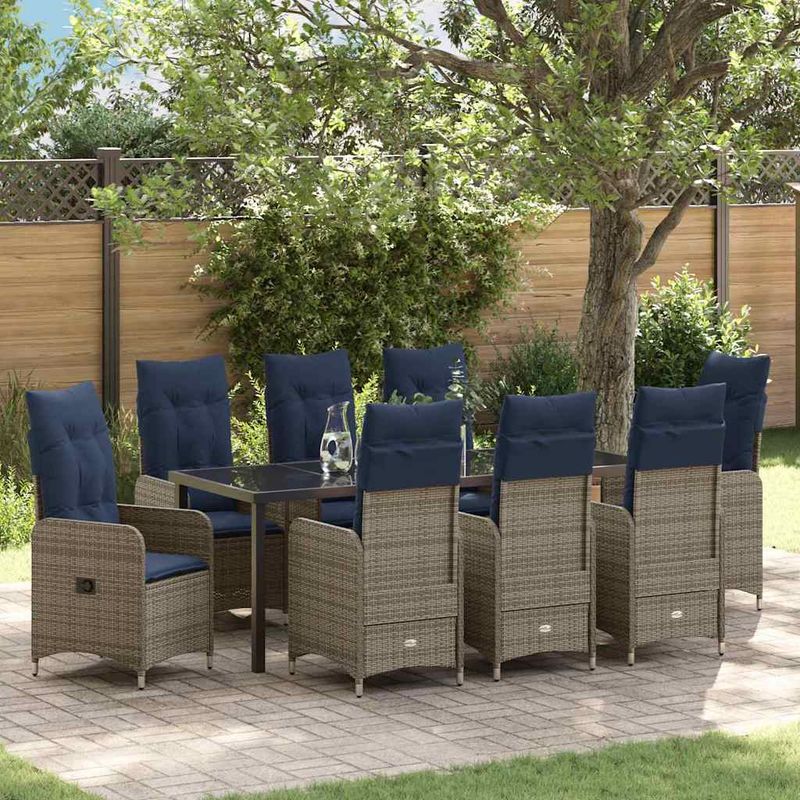 Casa si Gradina - Gradina si terasa - Mobilier exterior - Mese gradina - Set de masa pentru gradina 9 pcs Gri poliratan - Infinity.ro