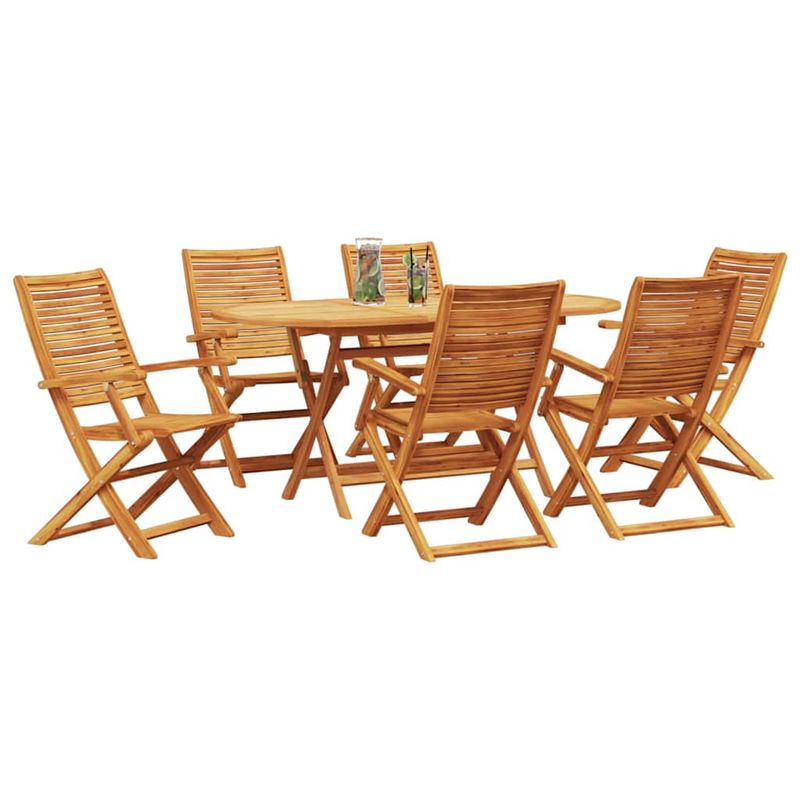Casa si Gradina - Gradina si terasa - Mobilier exterior - Mese gradina - Set de masa pentru gradina 7 pcs Maro lemn masiv de acacia - Infinity.ro