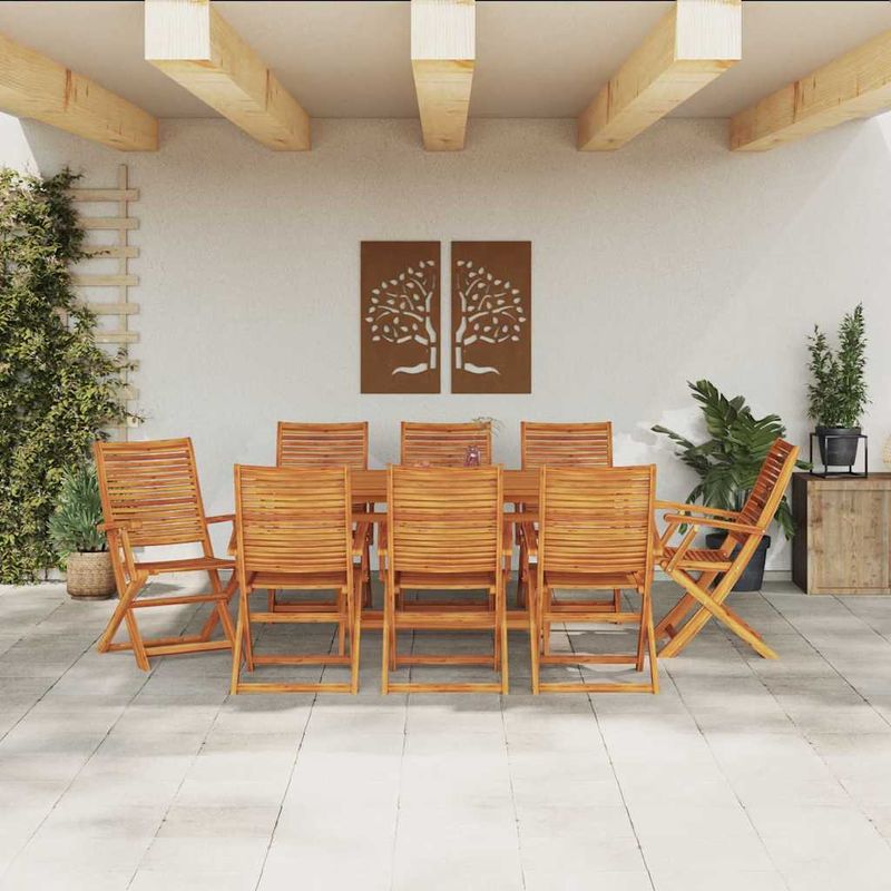 Casa si Gradina - Gradina si terasa - Mobilier exterior - Mese gradina - Set de masa pentru gradina 9 pcs Maro lemn masiv de acacia - Infinity.ro