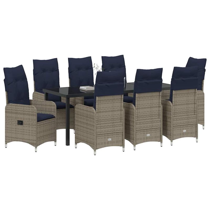 Casa si Gradina - Gradina si terasa - Mobilier exterior - Mese gradina - Set de masa pentru gradina 9 pcs Gri poliratan - Infinity.ro