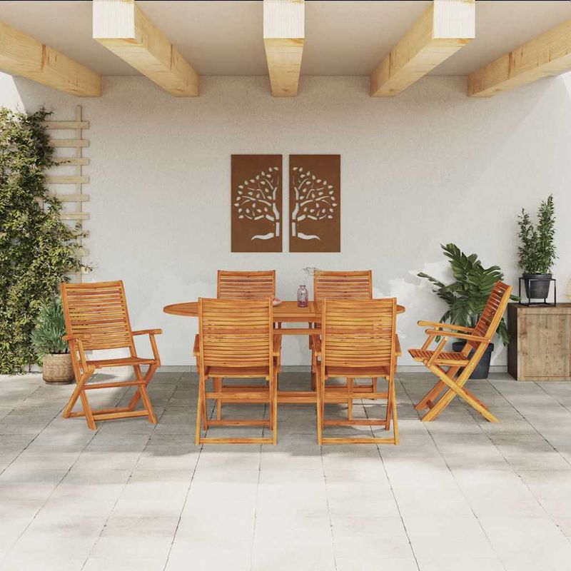 Casa si Gradina - Gradina si terasa - Mobilier exterior - Mese gradina - Set de masa pentru gradina 7 pcs Maro lemn masiv de acacia - Infinity.ro