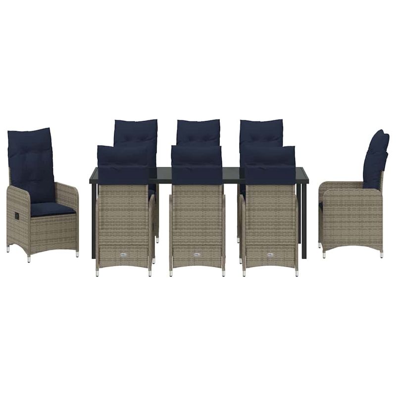Casa si Gradina - Gradina si terasa - Mobilier exterior - Mese gradina - Set de masa pentru gradina 9 pcs Gri poliratan - Infinity.ro