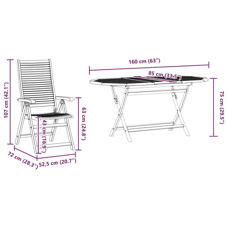 Casa si Gradina - Gradina si terasa - Mobilier exterior - Mese gradina - Set de masa pentru gradina 5 pcs Maro lemn masiv de acacia - Infinity.ro