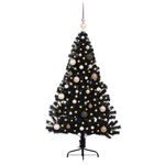 Casa si Gradina - Decoratiuni - Decoratiuni de sezon - Pom de Craciun artificial pre-iluminat Negru 150 cm PVC - Infinity.ro