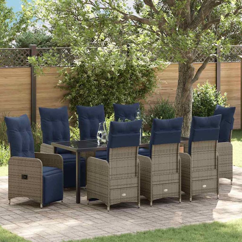 Casa si Gradina - Gradina si terasa - Mobilier exterior - Mese gradina - Set de masa pentru gradina 9 pcs Gri poliratan - Infinity.ro