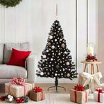 Casa si Gradina - Decoratiuni - Decoratiuni de sezon - Pom de Craciun artificial pre-iluminat Negru 150 cm PVC - Infinity.ro