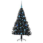 Casa si Gradina - Decoratiuni - Decoratiuni de sezon - Pom de Craciun artificial pre-iluminat Negru 150 cm PVC - Infinity.ro