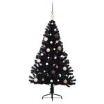 Casa si Gradina - Decoratiuni - Decoratiuni de sezon - Pom de Craciun artificial pre-iluminat Negru 150 cm PVC - Infinity.ro